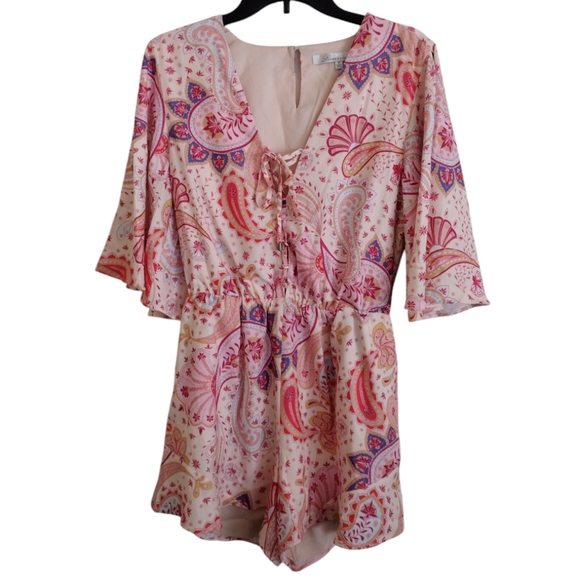 Lovers + Friends Pants - Lovers + Friends NWT Epiphany paisley  floral print pink romper size medium